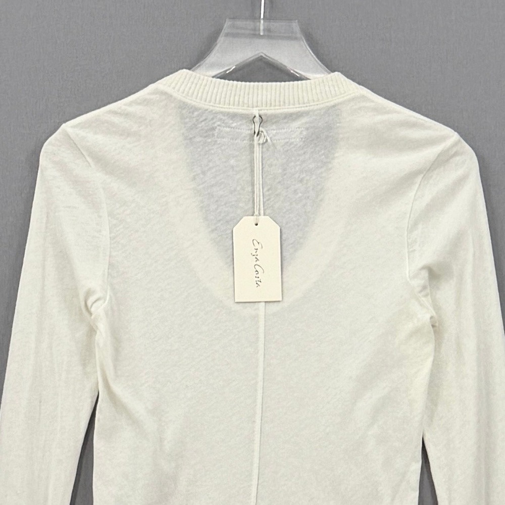 ENZA COSTA Cashmere Easy Cuffed U Neck Top Womens Small Cream Long Sleeve NEW - Picture 10 of 16